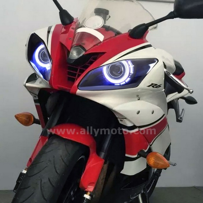 035 Headlight Yamaha Yzf R6 2006 2007 Hid Dual Led Angel Halos Eye Light-2